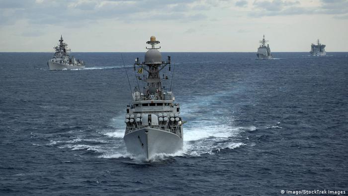 Bay of Bengal April 14 2012 The Indian Navy guided missile corvette INS Kulish P63 leads the N