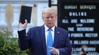 Trump in front of St John's Church in Washington