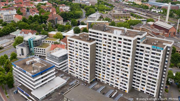 A high-rise, block of flats in the German city of Göttingen, where scores of people got infected with the coronavirus
