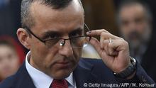First vice-presidential candidate Amrullah Saleh looks on as he speaks to the media after arriving at the Independent Electoral Commission office in Kabul on January 20, 2019. - President Ashraf Ghani on January 20 formally registered as a candidate for Afghanistan's delayed presidential election, setting up a rematch with Chief Executive Abdullah Abdullah in the July ballot. (Photo by WAKIL KOHSAR / AFP) (Photo credit should read WAKIL KOHSAR/AFP via Getty Images)