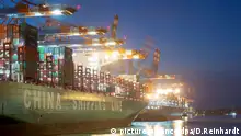 Containerschiffe liegen am 20.01.2016 in Hamburg im Hafen am Containerterminal Eurogate. | Verwendung weltweit