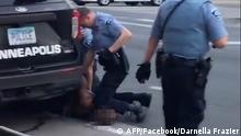 (FILES) In this file still image taken on May 25, 2020, from a video courtesy of Darnella Frazier via Facebook, shows Minneapolis police officer Derek Chauvin (C) arresting George Floyd. - Chauvin has been arrested on May 29, 2020, days after Floyd’s fatal arrest that sparked protests, rioting and outcry across the city and nation. The Commissioner of the Minnesota Department of Public Safety, John Harrington, announced that Chauvin has been taken into custody in connection with Floyd's death. (Photo by Darnella Frazier / Facebook/Darnella Frazier / AFP) / RESTRICTED TO EDITORIAL USE - MANDATORY CREDIT AFP PHOTO /Facebook / Darnella FRAZIER - NO MARKETING NO ADVERTISING CAMPAIGNS - DISTRIBUTED AS A SERVICE TO CLIENTS --- NO ARCHIVE ---