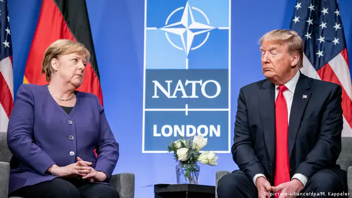 Großbritannien NATO Gipfel | Merkel und Trump (picture-alliance/dpa/M. Kappeler)
