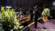 Senior pastor Dr. Remus Wright speaks during a funeral service for George Floyd at The Fountain of Praise church Tuesday, June 9, 2020, in Houston. David J. Phillip/Pool via REUTERS