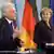 Jerzy Buzek na konferencji prasowej z Angelą Merkel