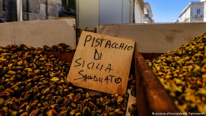 Sicilian pistachio for sale in the market on the island of Ortegia