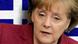 German Chancellor Merkel and Greek flag German Chancellor Merkel and Greek flag
