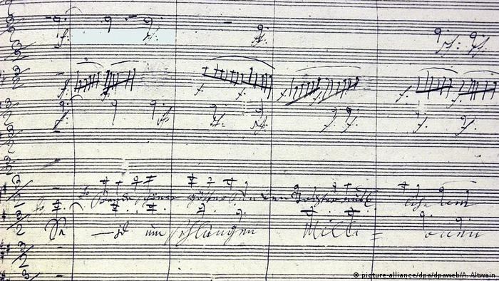 Notation of the 9th symphony, written by Beethoven. 