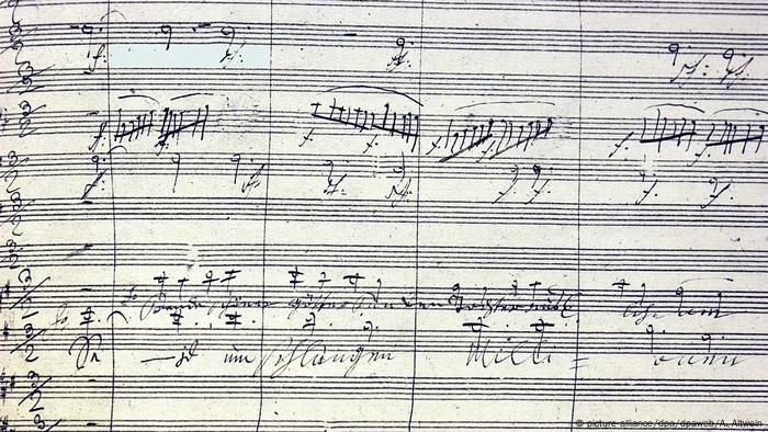 Notation of the 9th symphony, written by Beethoven. 