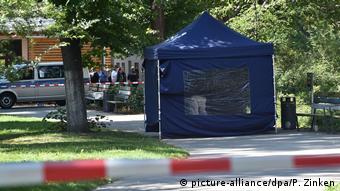 На месте убийства Зелимхана Хангошвили в центре Берлина, в парке Малый Тиргартен