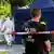 Police seal off the scene of a murder in Berlin's Tiergarten park