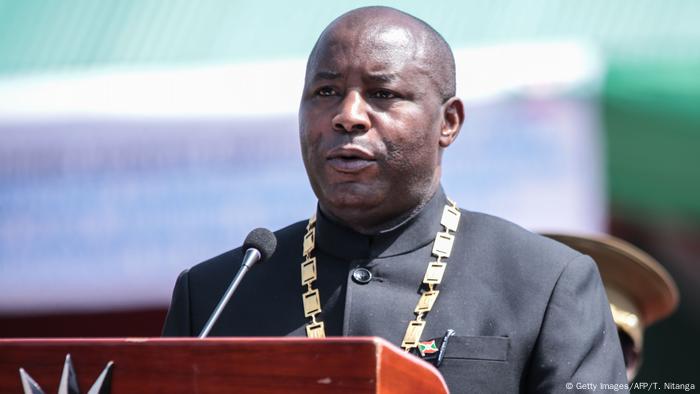 Evariste Ndayishimiye being sworn in as president of Burundi