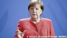 German Chancellor Angela Merkel addresses the media during a press conference in Berlin, Germany, Friday, June 19, 2020 after video meeting with the members of the European Council. (Kay Nietfeld/DPA via AP, Pool) |