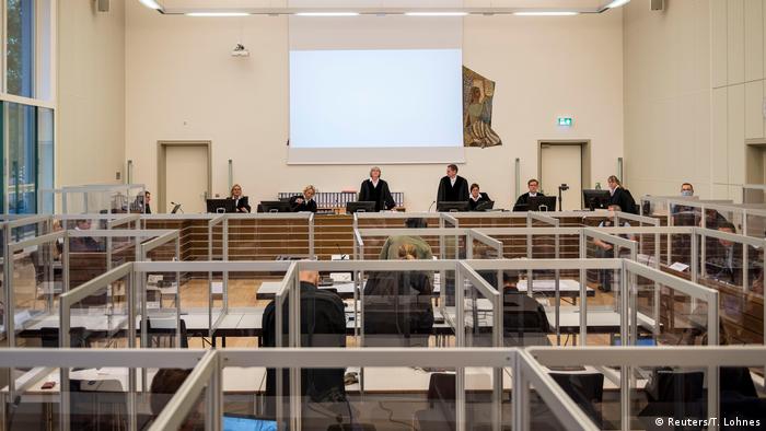A general view of the courtroom in Koblenz where two former Syrian intelligence officers are on trial for crimes against humanity