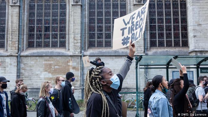 Protesters at a BLM rally in Brussels