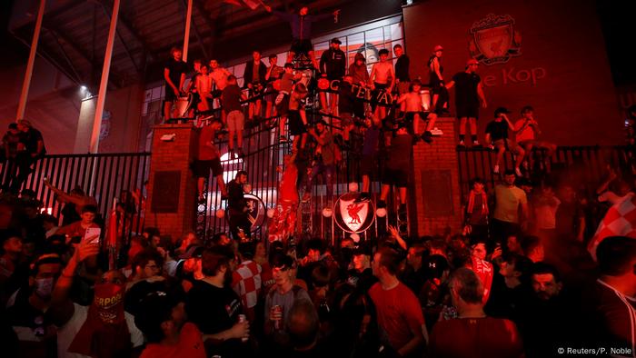 Liverpool fans celebrate Premier League victory All