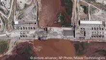 FILE - This satellite image taken Thursday, May 28, 2020, shows the Grand Ethiopian Renaissance Dam on the Blue Nile river in the Benishangul-Gumuz region of Ethiopia. Egypt wants the United Nations Security Council to undertake its responsibilities and prevent Ethiopia from starting to fill its massive, newly built hydroelectric dam on the Nile River next month amid a breakdown in negotiations, Egyptian Foreign Minister Sameh Shukry told The Associated Press on Sunday, June 21, 2020 accusing Ethiopian officials of stoking antagonism between the countries. (Maxar Technologies via AP, File) |