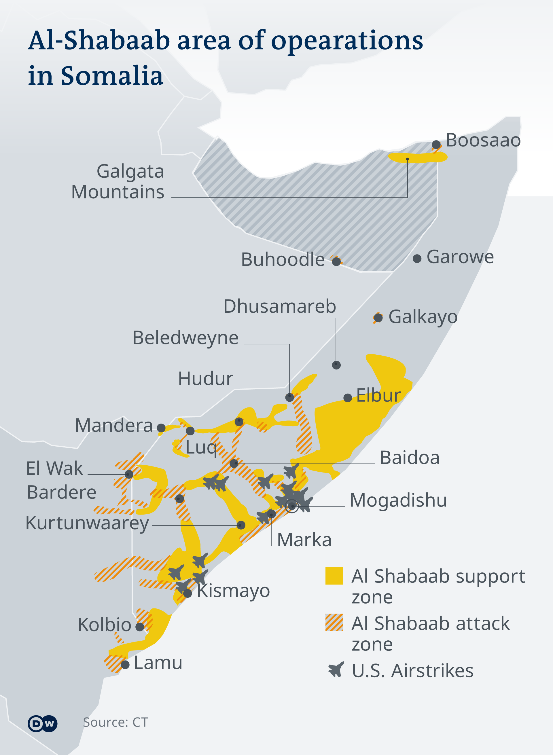 Karte Infografik Somalia Al-Shabab EN