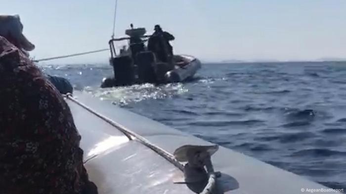Image from a refugee maritime pushback incident in the Aegean Sea