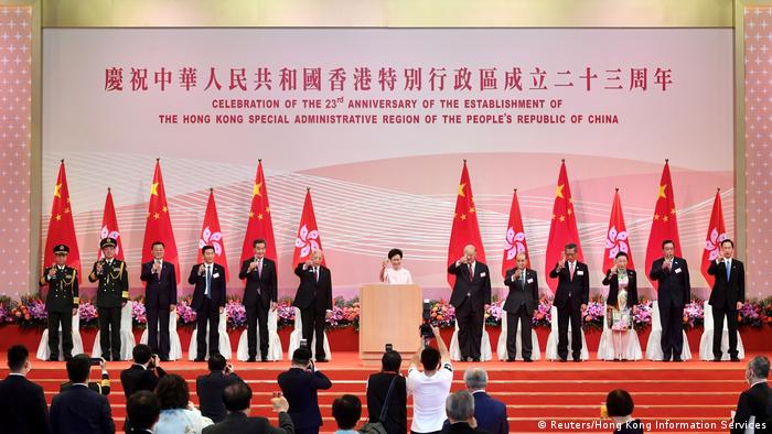Hongkong | Carrie Lam spricht am Tag des 23 Jubiläum der Übergabe an China (Reuters/Hong Kong Information Services)