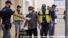 July 06, 2020 Rome, Italy .News .Coronavirus outbreak: health emergency, Bangladesh.In the picture: passengers of the special flight arriving from Bangladesh arrive at Fiumicino airport after being subjected to tests and swabs on the provisions of the health authorities of the Lazio Region, the first passenger to exit the check (Credit Image: © Mauro Scrobogna/LaPresse via ZUMA Press |