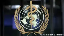 FILE PHOTO: A logo is pictured on the headquarters of the World Health Orgnaization (WHO) ahead of a meeting of the Emergency Committee on the novel coronavirus (2019-nCoV) in Geneva, Switzerland, January 30, 2020. REUTERS/Denis Balibouse/File Photo