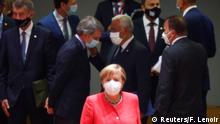 German Chancellor Angela Merkel takes part in the first face-to-face EU summit since the coronavirus disease (COVID-19) outbreak, in Brussels, Belgium July 17, 2020. REUTERS/Francois Lenoir/Pool