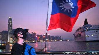 Hongkong Taiwanesische Flagge an Taiwans Nationalfeiertag