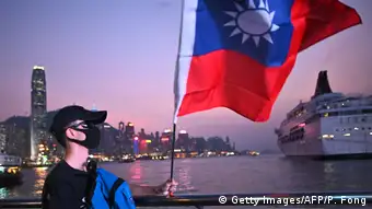 Hongkong Taiwanesische Flagge an Taiwans Nationalfeiertag