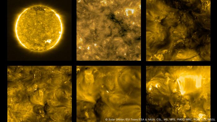 Solar Orbiter image of the sun (Solar Orbiter/EUI Team/ESA & NASA; CSL, IAS, MPS, PMOD/WRC, ROB, UCL/MSSL)