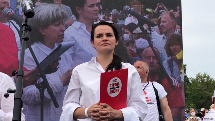 Belaurs Minsk Veranstaltung von Swetlana Tichanowskaja, Oppositionskandidatin