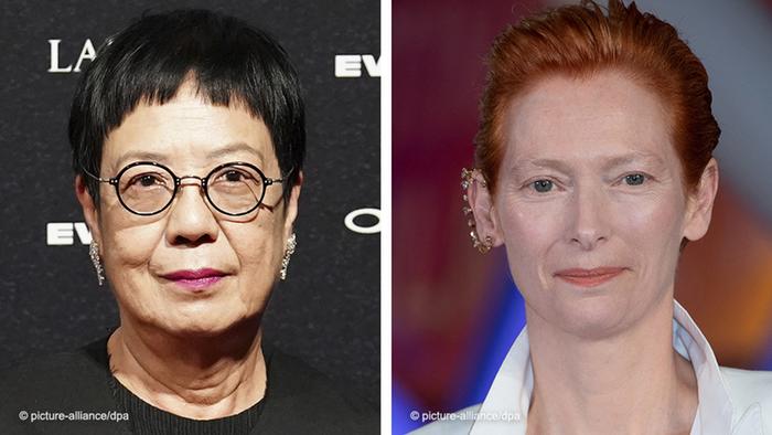 Links auf dem Bild sieht man die Regisseurin Ann Hui, rechts die Schauspielerin Tilda Swinton.