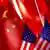 Foto ilustrasi bendera AS dan Cina