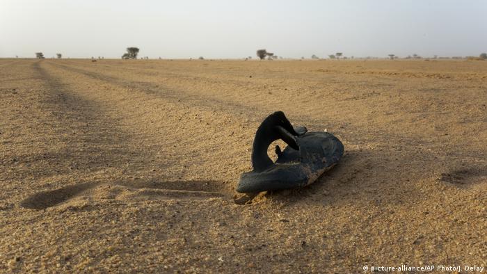 A sandal on the ground in Niger's Tenere desert region