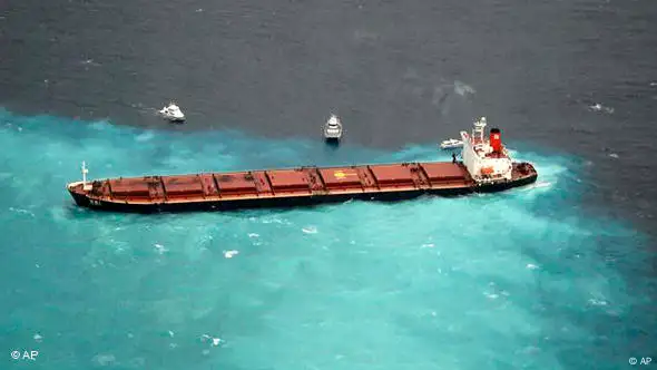 The Shen Neng 1 was carrying about 65,000 metric tons of coal to China when it ran aground in the Great Barrier Reef near Great Keppel Island, Australia. Marine regulation is likely to be reviewed because the ship was not where it should be at all. There is speculation that shortcuts through reefs are being used illegally as more coal is being exported from Australia.