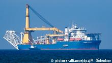 03.05.2020, Russland, Kaliningrad: 6233757 03.05.2020 The Russian pipe layer vessel Akademik Cherskiy is pictured in the waters of Kaliningrad, Russia. Pipe-laying vessel Akademik Chersky is able to complete the construction of the Nord Stream 2 gas pipeline. Mikhail Golenkov / Sputnik Foto: Mikhail Golenkov/Sputnik/dpa |