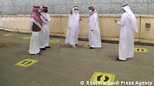 28.07.2020 *** Saudi officials are seen where Muslim pilgrims head to cast stones at pillars symbolizing Satan during the annual haj pilgrimage amid the coronavirus disease (COVID-19) pandemic, in Mina, near the holy city of Mecca, Saudi Arabia July 28, 2020. Saudi Press Agency/Handout via REUTERS ATTENTION EDITORS - THIS PICTURE WAS PROVIDED BY A THIRD PARTY.