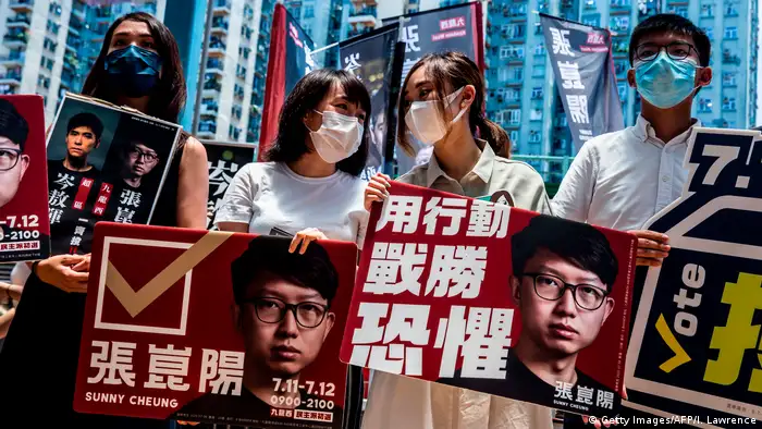 Hongkong Pro-Demokratie-Aktivisten Gwyneth Ho, Leung Hoi-ching, Tiffany Yuen und Joshua Wong