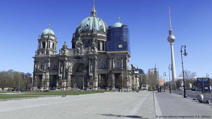 The Berlin cathedral with the television tower in the background