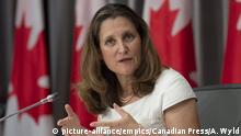 THE CANADIAN PRESS 2020-06-18. Deputy Prime Minister and Minister of Intergovernmental Affairs Chrystia Freeland speaks during a news conference Thursday June 18, 2020 in Ottawa. THE CANADIAN PRESS/Adrian Wyld URN:54206448 |