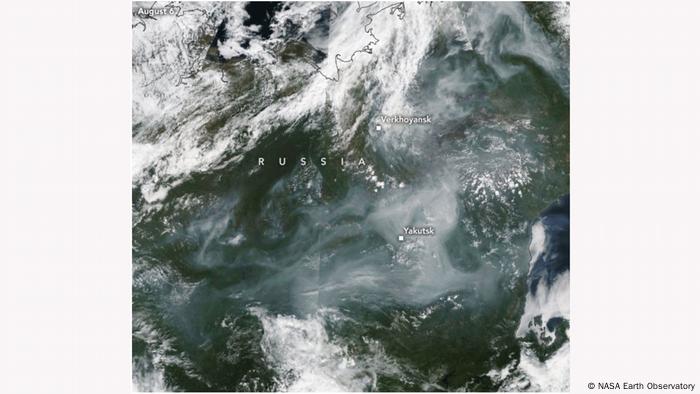 Satellite pictures from eastern Siberia show smoke from wildfires