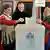 Women in traditional dresses cast their votes in Hungary