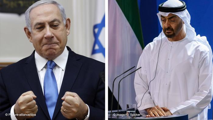 ولي عهد الإمارات محمد بن زايد، ورءيس الحكومة الإسرائيلية بنيامين نتنياهو