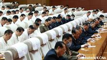 Members of the Central Committee of the Workers' Party of Korea attend a meeting with North Korean leader Kim Jong Un in North Korea, in this photo released on August 14, 2020 by North Korean Central News Agency (KCNA) in Pyongyang. KCNA via REUTERS ATTENTION EDITORS - THIS IMAGE WAS PROVIDED BY A THIRD PARTY. REUTERS IS UNABLE TO INDEPENDENTLY VERIFY THIS IMAGE. NO THIRD PARTY SALES. SOUTH KOREA OUT. NO COMMERCIAL OR EDITORIAL SALES IN SOUTH KOREA.