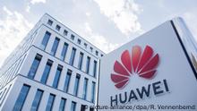 ARCHIV - 15.10.2019, Nordrhein-Westfalen, Düsseldorf: Blick auf die Huawei Deutschland Zentrale. Die US-Regierung hat weitere Firmen aus dem Umfeld von Huawei auf eine schwarze Liste gesetzt, um dem chinesischen Konzern den Zugang zu Technologie wie Chips abzuschneiden. Foto: Rolf Vennenbernd/dpa +++ dpa-Bildfunk +++ | Verwendung weltweit