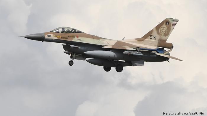 An Israeli F-16 bomber flies over Germany