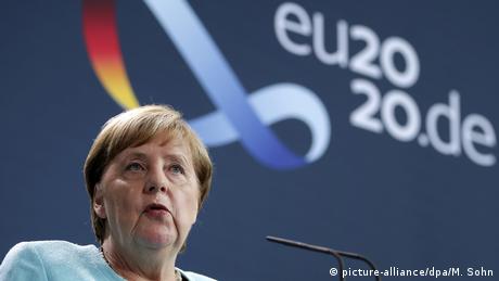 Angel Merkel, en una videoconferencia en la cumbre del Consejo Europeo. (Archivo).