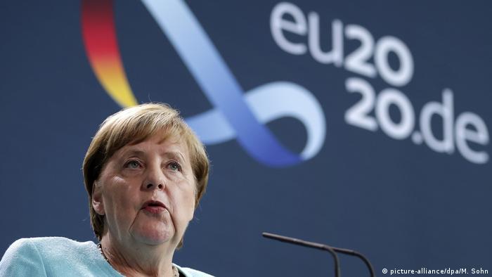 Angel Merkel, en una videoconferencia en la cumbre del Consejo Europeo. (Archivo).