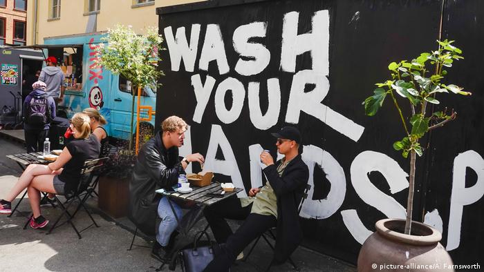 A wash your hands sign at the Artilleriet cafe in downtown Göteburg
