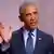 باراک اوباما، رئیس جمهوری پیشین آمریکا در حین سخنرانی در همایش دموکرات‌ها